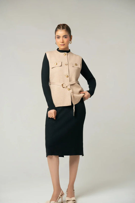 Picture of Sleeveless Knit Cardigan - Available at Raja Sahib