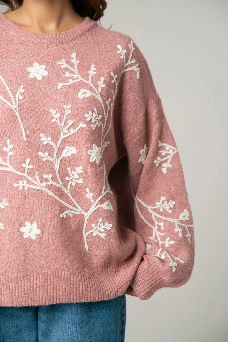 Picture of Oversized Embroidered Knit Sweater - Available at Raja Sahib