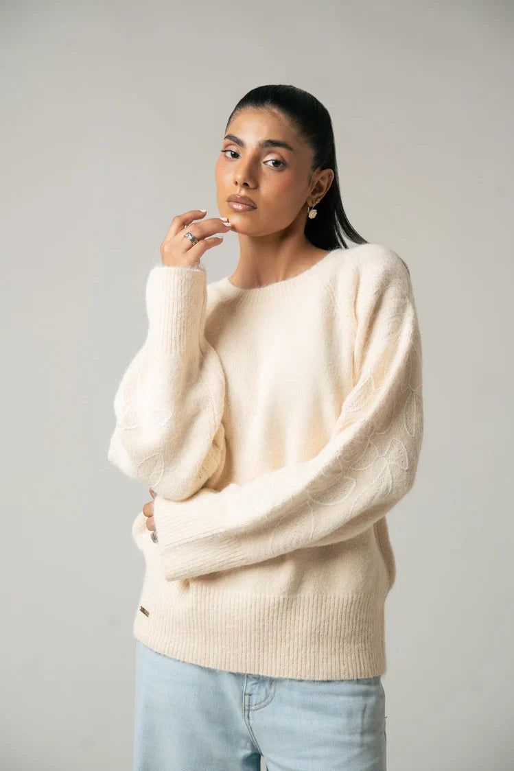 Picture of Oversized Embroidered Knit Sweater - Available at Raja Sahib