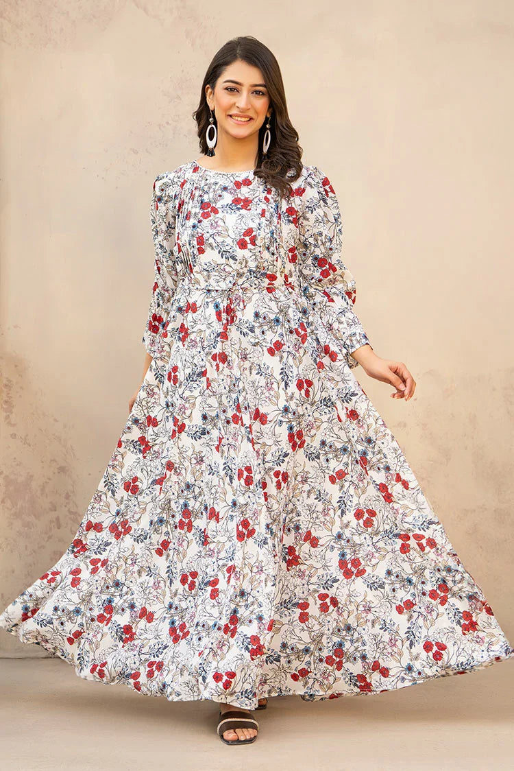 Picture of Ellena - Printed Ladies Maxi Dress - Available at Raja Sahib