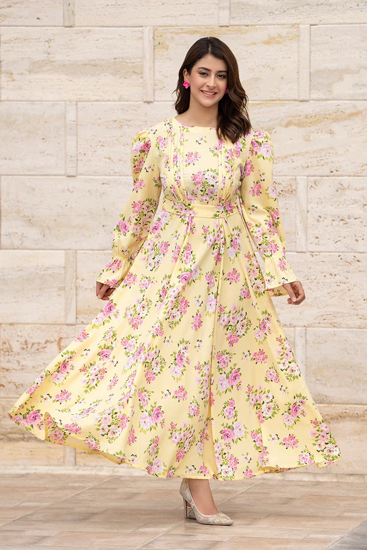 Picture of Ellena - Printed Ladies Maxi Dress - Available at Raja Sahib