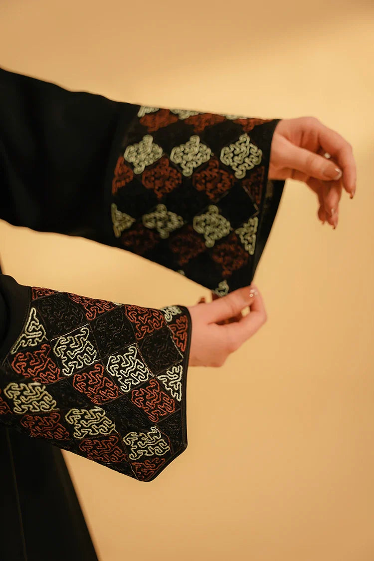 Picture of Divinely Crafted - Cuff Embroidered Abaya - Black - Available at Raja Sahib