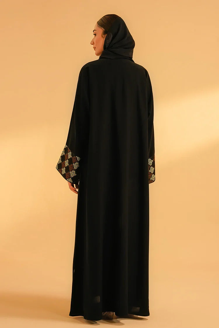 Picture of Divinely Crafted - Cuff Embroidered Abaya - Black - Available at Raja Sahib
