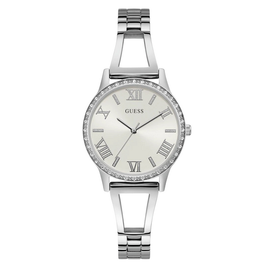 Guess Lucy Silver Stainless Steel Silver Dial Quartz Watch for Ladies - W1208L1