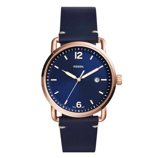 Picture of Fossil Commuter Blue Leather Strap Blue Dial Quartz Watch for Gents - FS5274 - Available at Raja Sahib