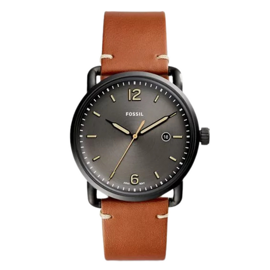 Picture of Fossil Commuter Brown Leather Strap Black Dial Quartz Watch for Gents - FS5276 - Available at Raja Sahib