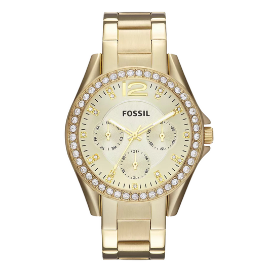 Picture of Fossil Riley Multifunction Gold Stainless Steel Gold Dial Quartz Watch for Ladies - ES3203 - Available at Raja Sahib