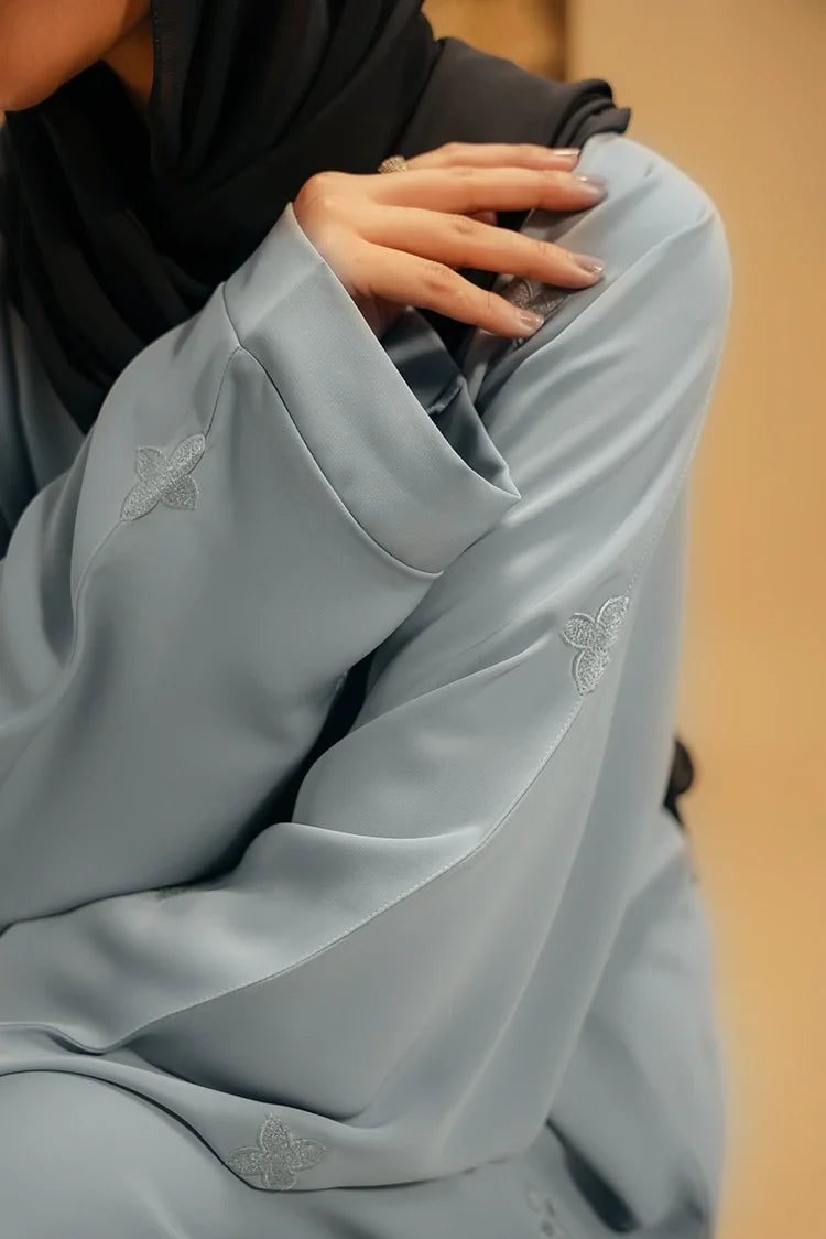 Picture of Divinely Crafted - Embroidered Abaya - Sky Blue - Available at Raja Sahib