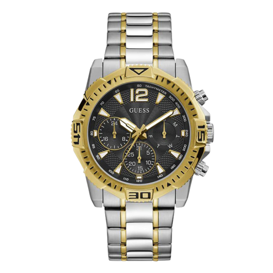 Guess Commander Two-tone Stainless Steel Black Dial Chronograph Quartz Watch for Gents - GW0056G4