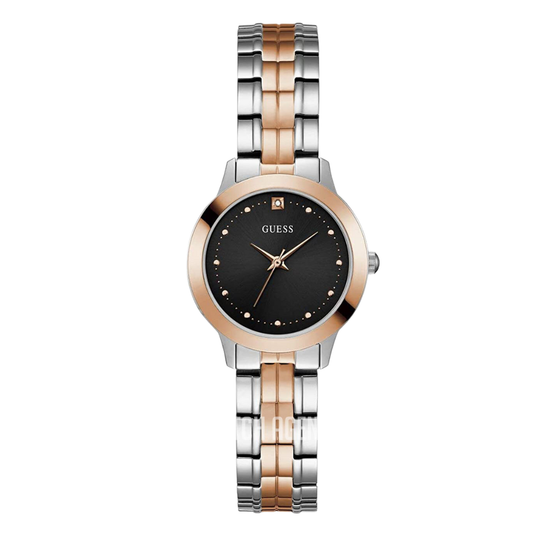 Guess Chelsea Two-tone Silicone Strap Black Dial Quartz Watch for Ladies - U1222L1