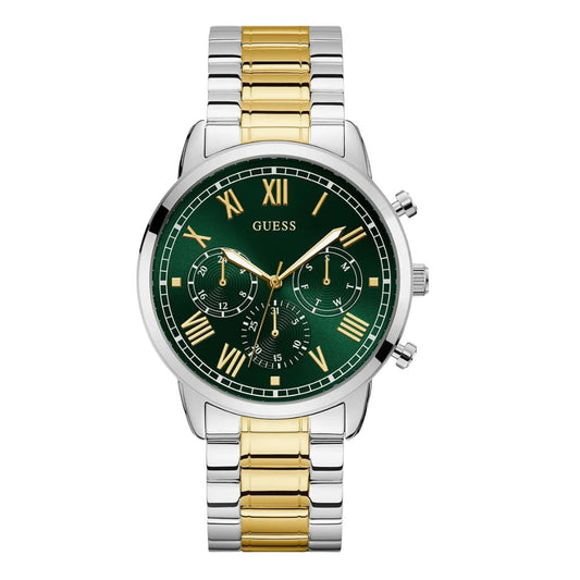 Guess Hendrix Two-tone Stainless Steel Green Dial Chronograph Quartz Watch for Gents - GW0066G2
