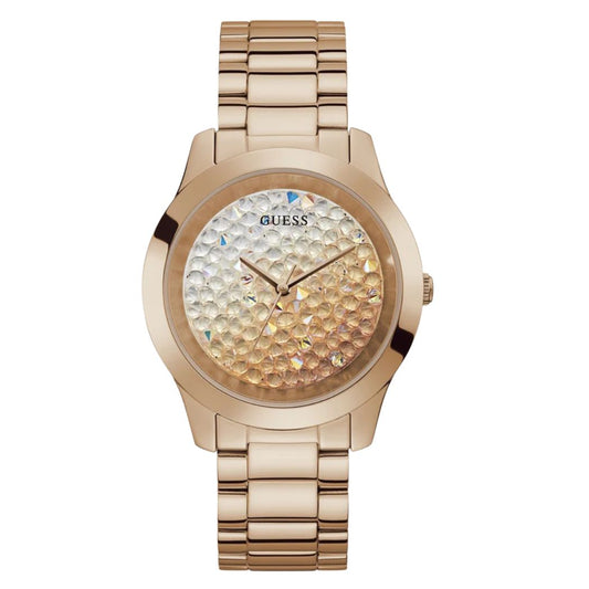 Guess Crush Rose Gold Stainless Steel Silver & Rose Gold Dial Quartz Watch for Ladies - GW0020L3