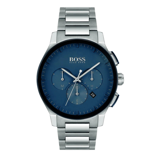Picture of Hugo Boss Peak Silver Stainless Steel Blue Dial Chronograph Quartz Watch For Gents - Hugo Boss 1513763 - Available at Raja Sahib