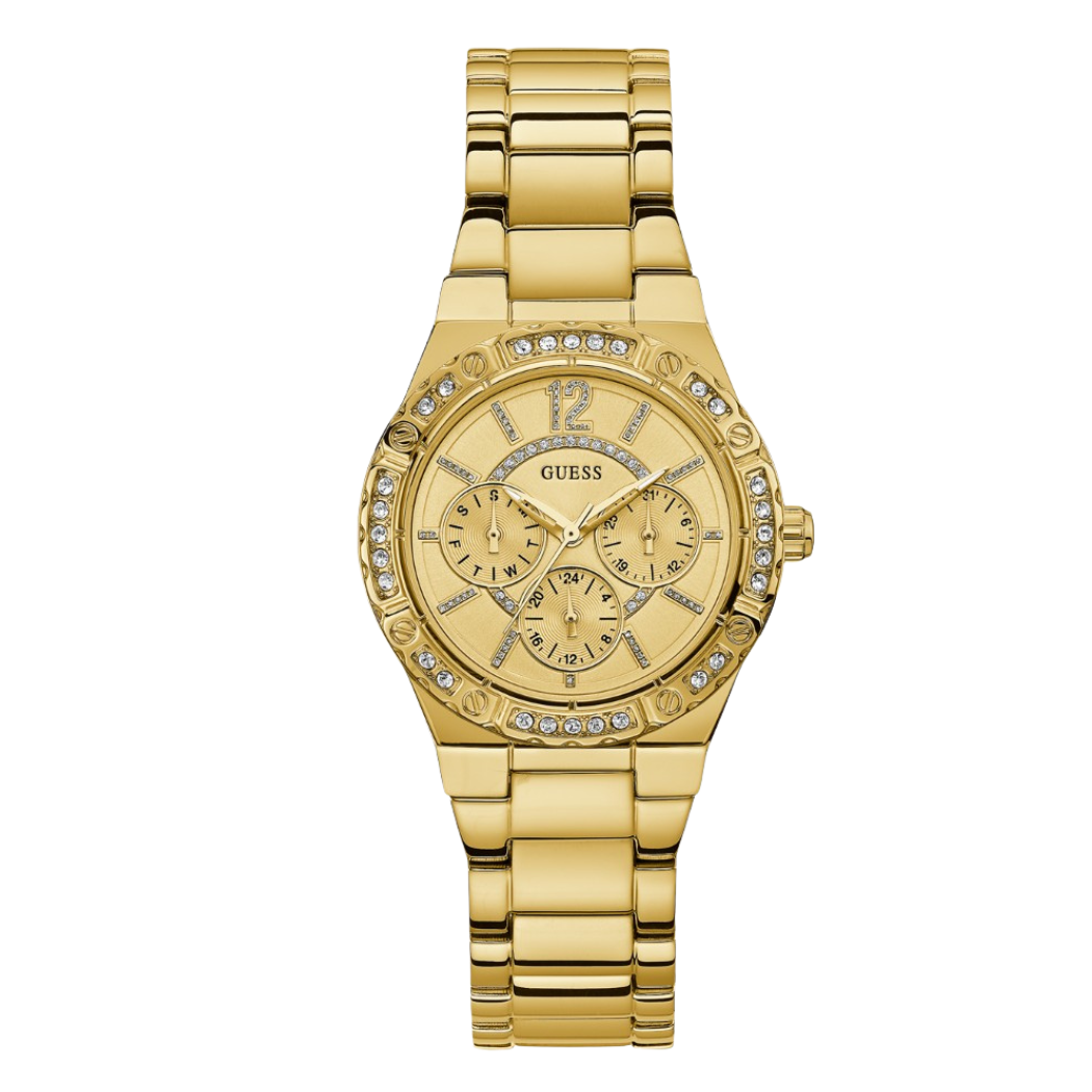 Picture of Guess Envy Gold Stainless Steel Gold Dial Quartz Watch for Ladies - W0845L2 - Available at Raja Sahib
