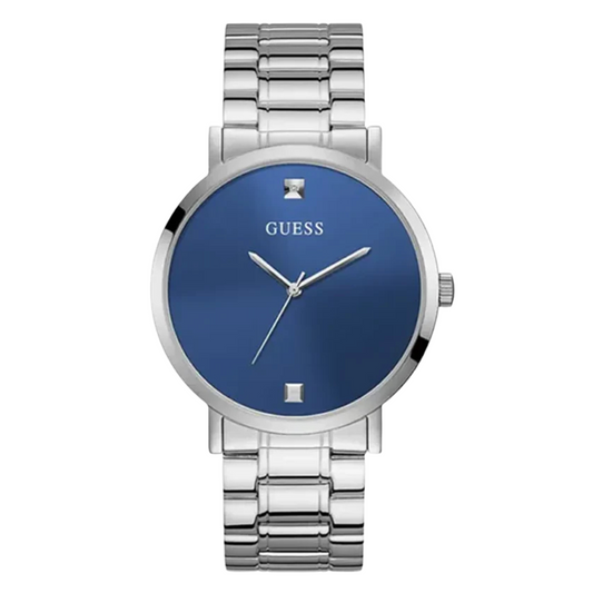 Guess Supernova Silver Stainless Steel Blue Dial Quartz Watch for Gents - GW0010G1