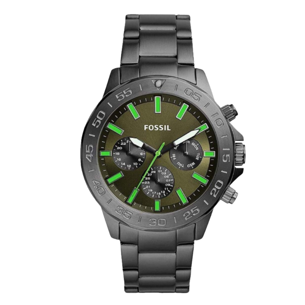 Picture of Fossil Bannon Multifunction Gray Stainless Steel Green Dial Chronograph Quartz Watch for Gents - BQ2504 - Available at Raja Sahib