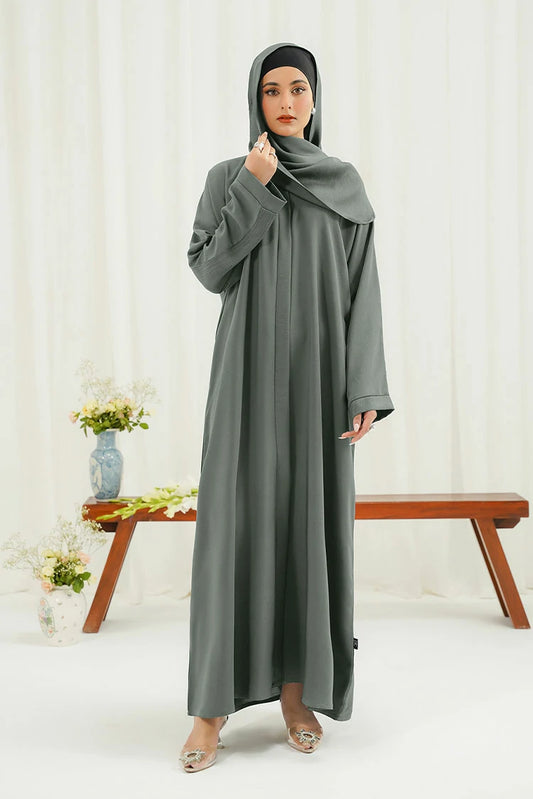 Picture of Divinely Crafted - Khizra Abaya Set - Buttoned Up - Available at Raja Sahib