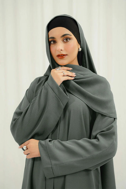 Picture of Divinely Crafted - Khizra Abaya Set - Buttoned Up - Available at Raja Sahib