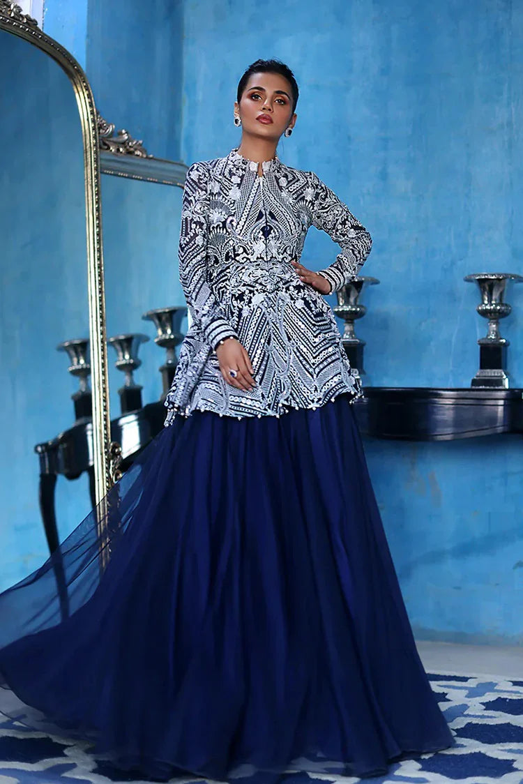 Picture of Threads & Motifs - Embroidered Peplum With Skirt - 6682 - Available at Raja Sahib