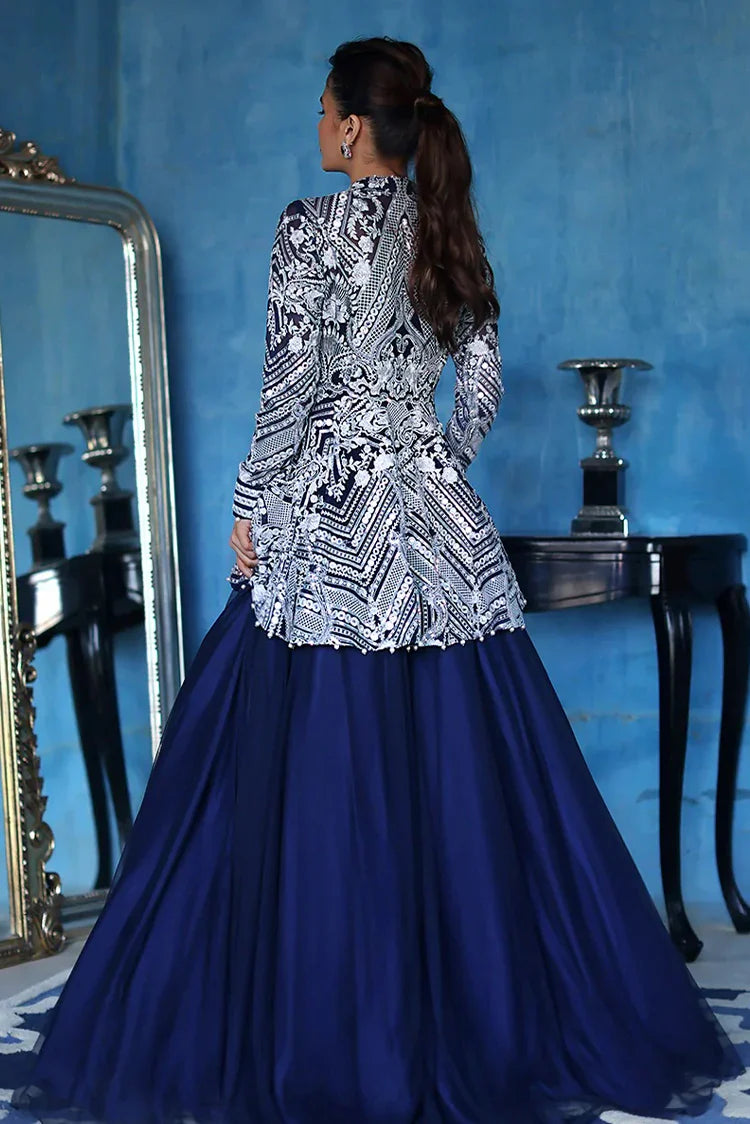 Picture of Threads & Motifs - Embroidered Peplum With Skirt - 6682 - Available at Raja Sahib