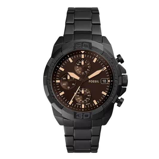 Picture of Fossil Bronson Black Stainless Steel Black Dial Chronograph Quartz Watch for Gents - FS5851 - Available at Raja Sahib