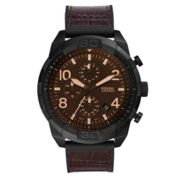 Picture of Fossil Bronson Brown Leather Strap Brown Dial Chronograph Quartz Watch for Gents - FS5713 - Available at Raja Sahib