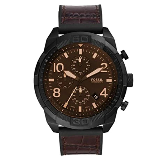 Picture of Fossil Bronson Brown Leather Strap Brown Dial Chronograph Quartz Watch for Gents - FS5713 - Available at Raja Sahib