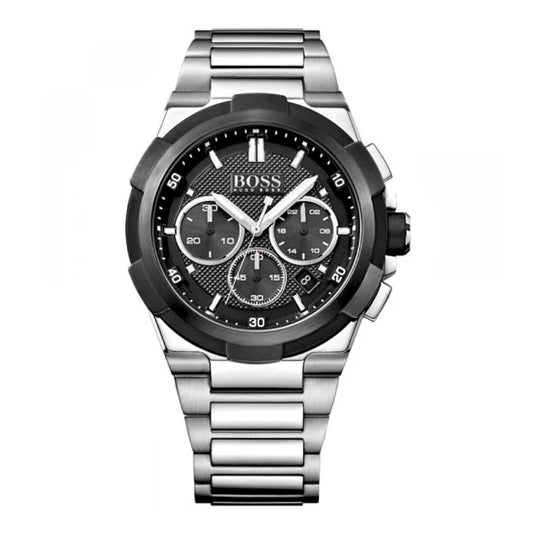 Picture of Hugo Boss Supernova Silver Stainless Steel Black Dial Chronograph Quartz Watch For Gents - 1513359 - Available at Raja Sahib