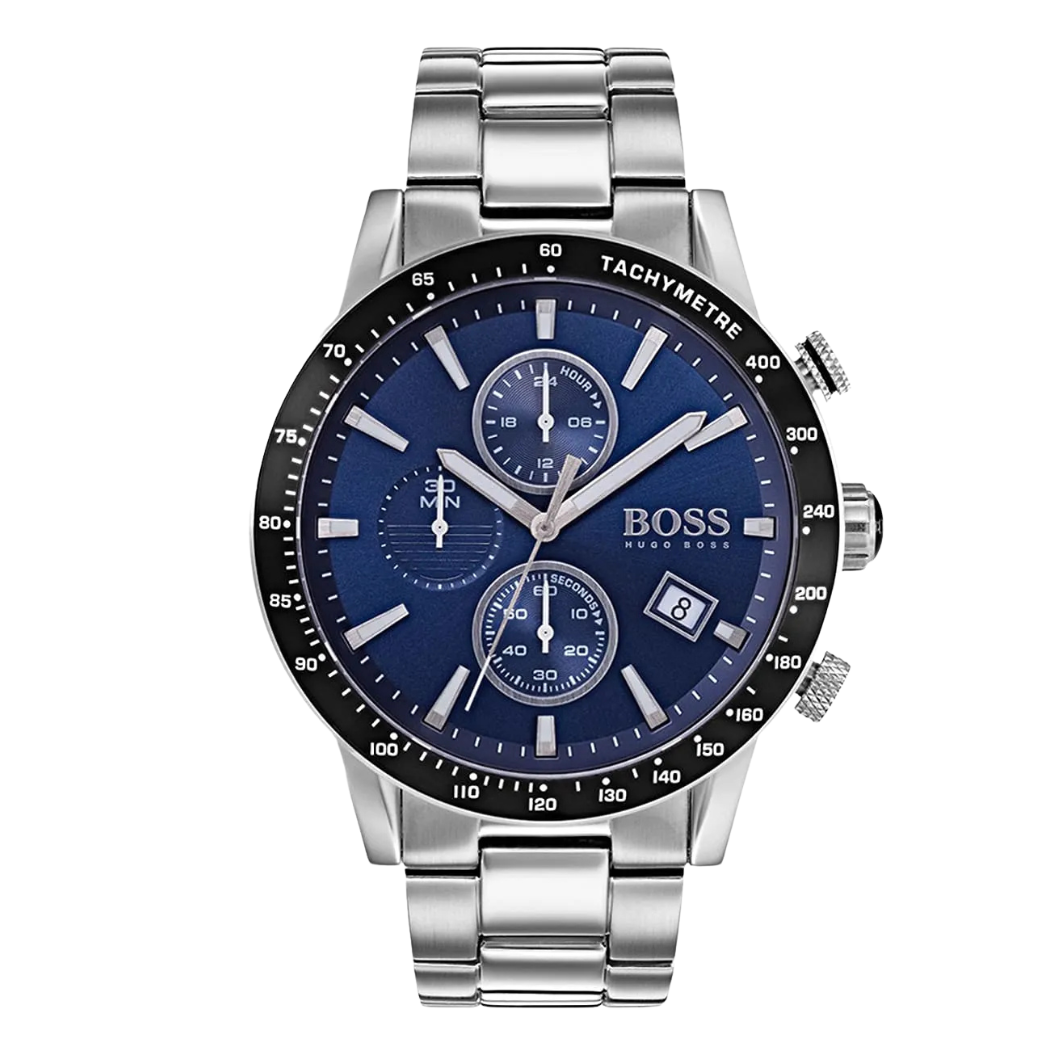 Picture of Hugo Boss Rafale Silver Stainless Steel Blue Dial Chronograph Quartz Watch For Gents - 1513510 - Available at Raja Sahib