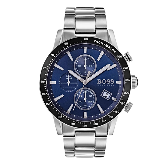 Picture of Hugo Boss Rafale Silver Stainless Steel Blue Dial Chronograph Quartz Watch For Gents - 1513510 - Available at Raja Sahib