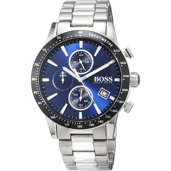Picture of Hugo Boss Rafale Silver Stainless Steel Blue Dial Chronograph Quartz Watch For Gents - 1513510 - Available at Raja Sahib