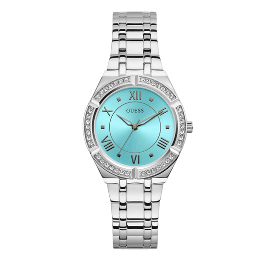 Guess Cosmo Silver Stainless Steel Blue Dial Quartz Watch for Ladies - GW0033L7