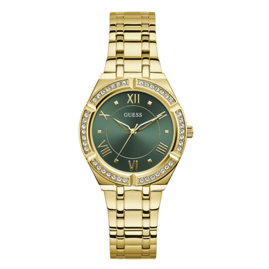 Guess Cosmo Gold Stainless Steel Green Dial Quartz Watch for Ladies - GW0033L8