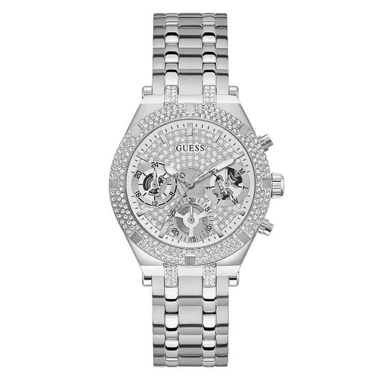 Guess Heiress Silver Stainless Steel White Dial Chronograph Quartz Watch for Ladies - GW0440L1
