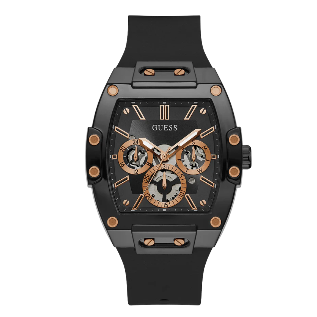 Picture of Guess Phoenix Black Silicone Strap Black Dial Quartz Watch for Gents - GW0203G8 - Available at Raja Sahib