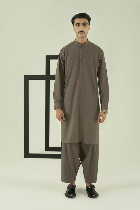 Black Pearl - Wash & Wear | Dark Grey Ban Kameez Shalwar