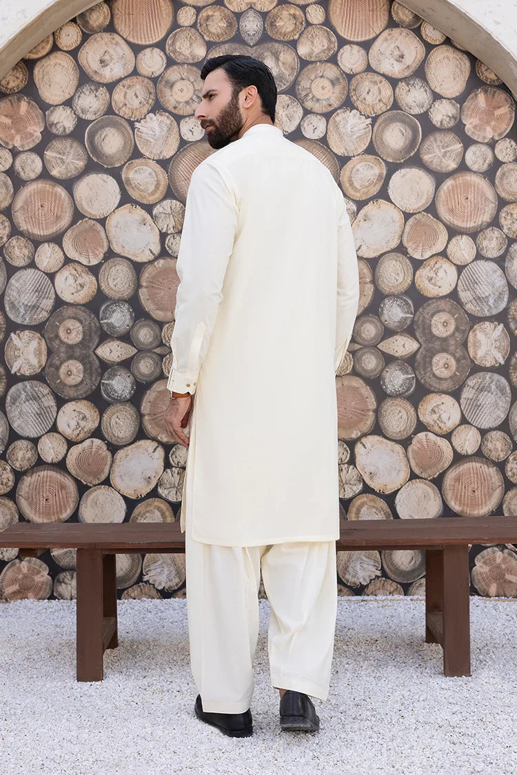 Picture of Black Pearl - Wash & Wear | Cream Ban Shalwar Kameez - Available at Raja Sahib