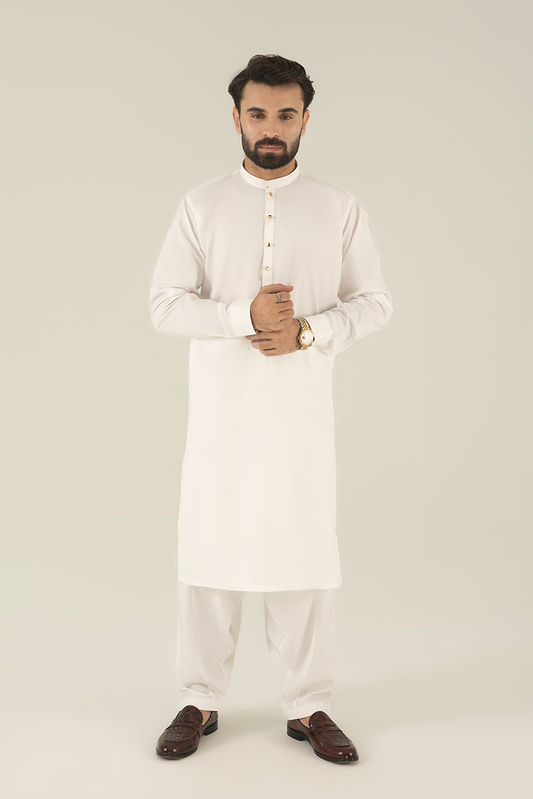 Black Pearl - Wash & Wear | Off White Ban Kameez Shalwar