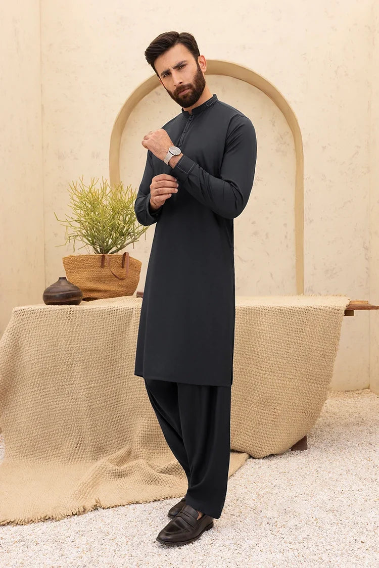 Picture of Black Pearl - Wash & Wear | Black Ban Shalwar Kameez - Available at Raja Sahib
