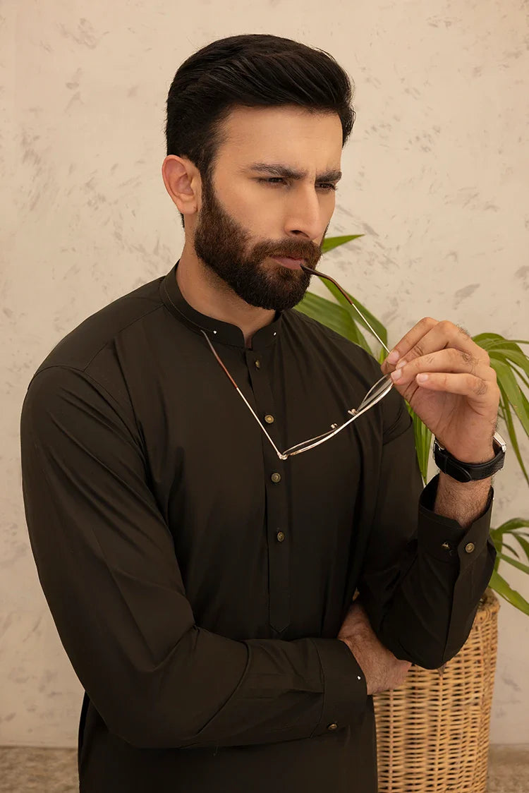 Picture of Black Pearl - Wash & Wear | Mehandi Ban Shalwar Kameez - Available at Raja Sahib