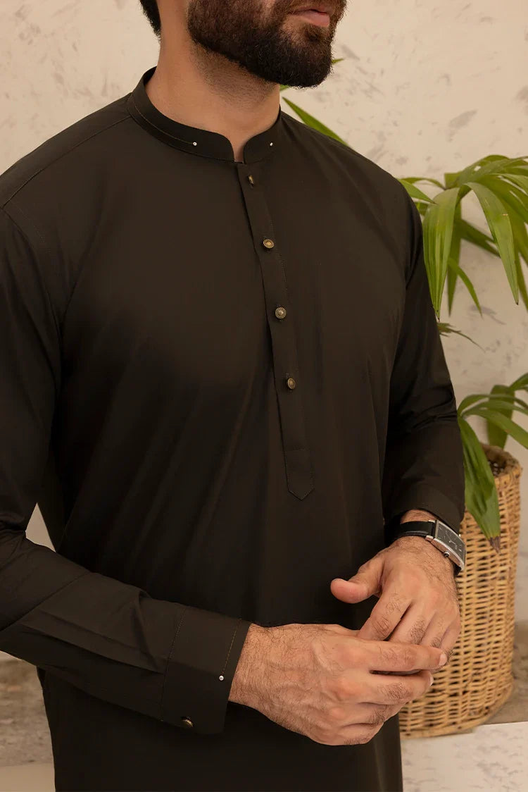 Picture of Black Pearl - Wash & Wear | Mehandi Ban Shalwar Kameez - Available at Raja Sahib