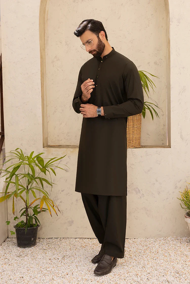 Picture of Black Pearl - Wash & Wear | Mehandi Ban Shalwar Kameez - Available at Raja Sahib