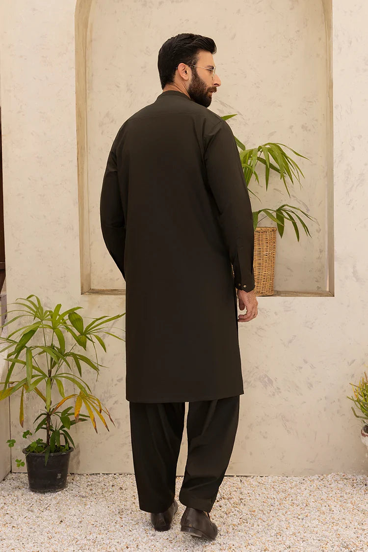Picture of Black Pearl - Wash & Wear | Mehandi Ban Shalwar Kameez - Available at Raja Sahib