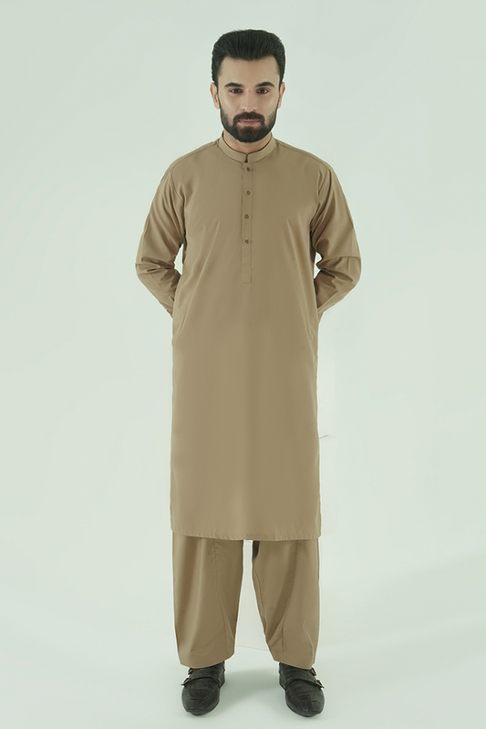 Black Pearl - Wash & Wear | Brown Ban Kameez Shalwar