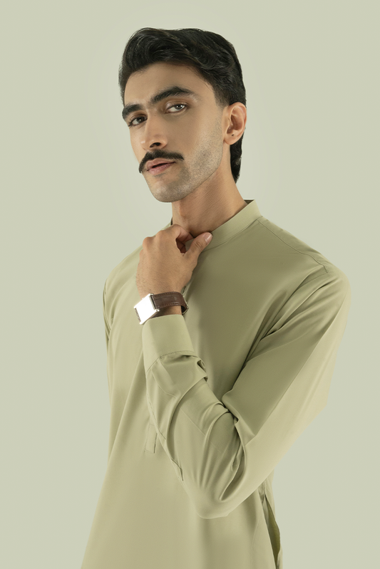 Picture of Black Pearl - Wash & Wear | Green Ban Kameez Shalwar - Available at Raja Sahib