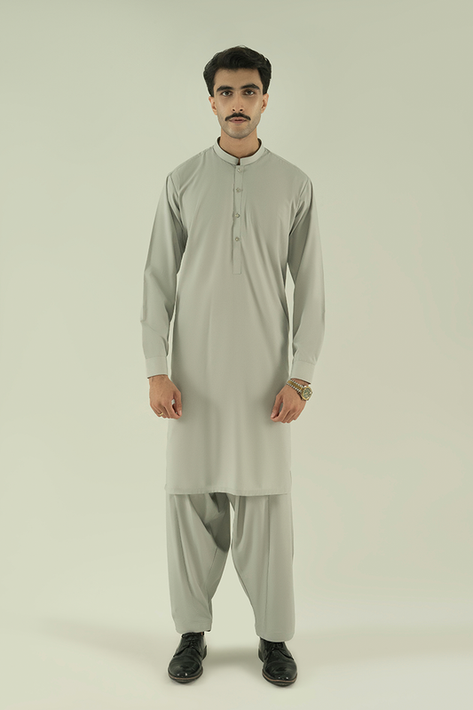 Black Pearl - Wash & Wear | Grey Ban Kameez Shalwar
