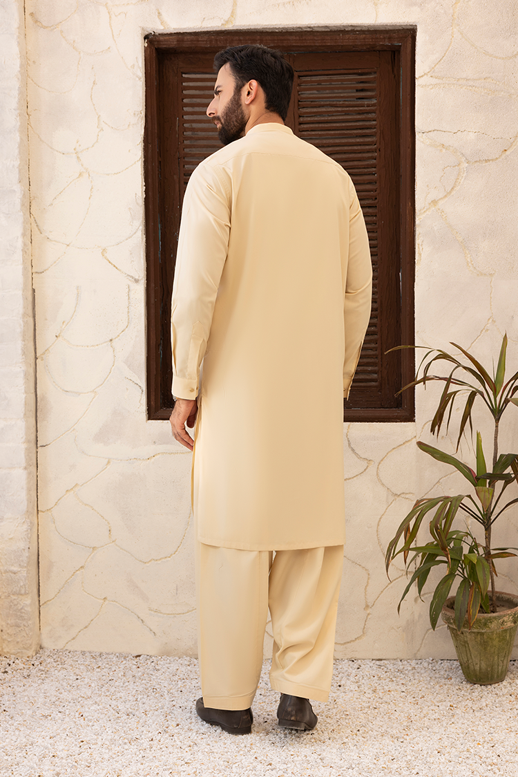 Picture of Black Pearl - Wash & Wear | Cream Ban Shalwar Kameez - Available at Raja Sahib