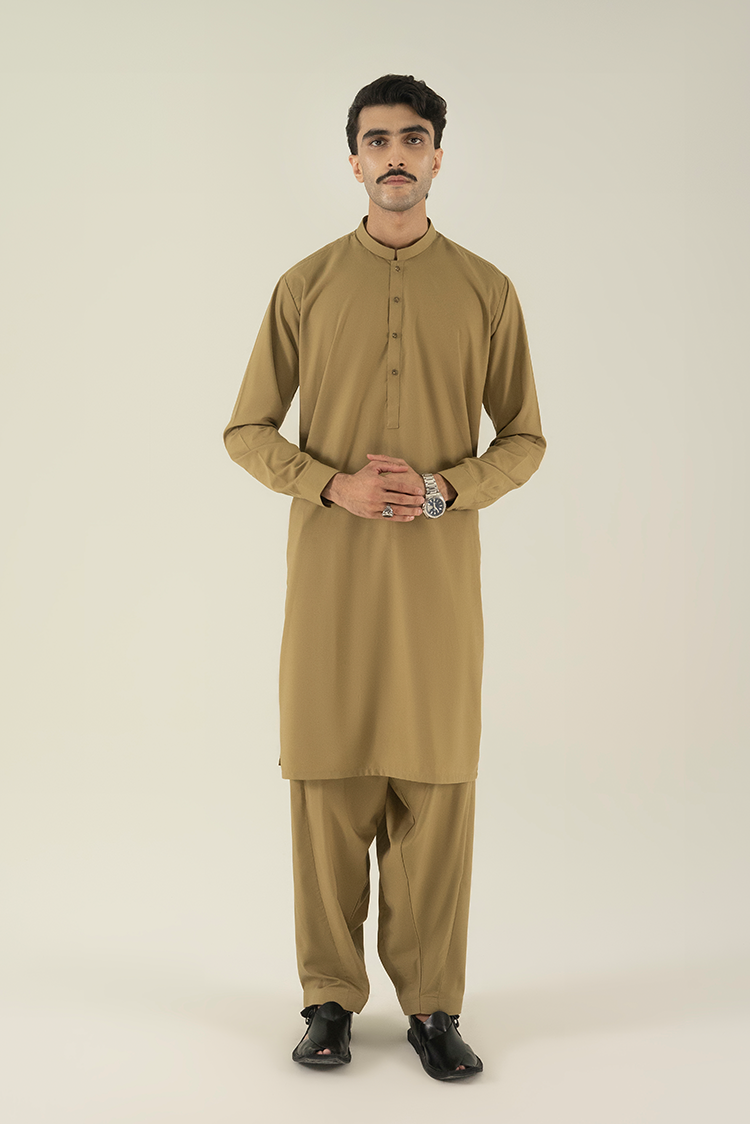 Picture of Black Pearl - Wash & Wear | Mehandi Ban Kameez Shalwar - Available at Raja Sahib