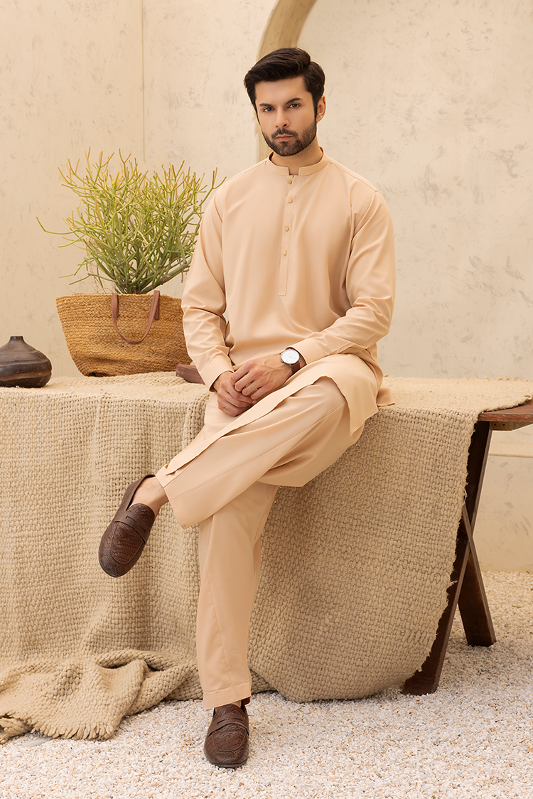 Picture of Black Pearl - Wash & Wear | Skin Ban Shalwar Kameez - Available at Raja Sahib