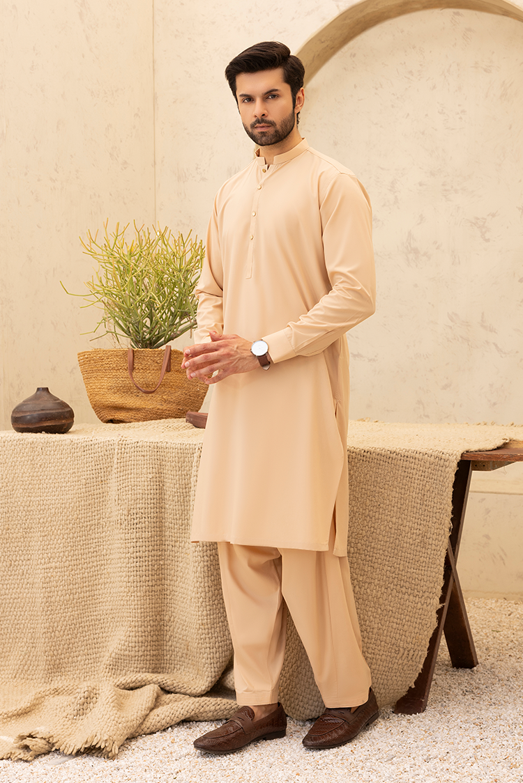 Picture of Black Pearl - Wash & Wear | Skin Ban Shalwar Kameez - Available at Raja Sahib
